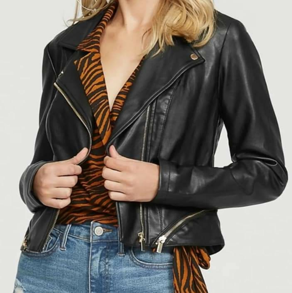 G by Guess Faux Leather Crop Jacket